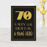 [ Thumbnail: 70th Birthday ~ Art Deco Inspired Look "70" & Name Card ]