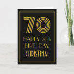 [ Thumbnail: 70th Birthday: Art Deco Inspired Look "70" & Name Card ]