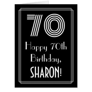 70th Birthday — Art Deco Inspired Look “70” + Name Card