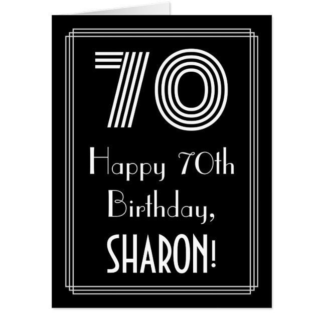 70th Birthday — Art Deco Inspired Look “70” + Name Card (Front)