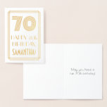 [ Thumbnail: 70th Birthday - Art Deco Inspired Look "70" & Name Foil Card ]