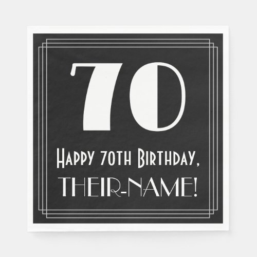 70th Birthday  Art Deco Inspired Look 70 Name Napkins