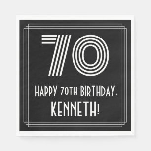 70th Birthday: Art Deco Inspired Look "70" + Name Napkins