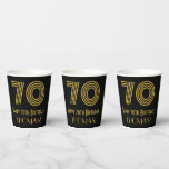 [ Thumbnail: 70th Birthday: Art Deco Inspired Look “70” & Name Paper Cups ]