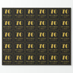 [ Thumbnail: 70th Birthday ~ Art Deco Inspired Look "70", Name Wrapping Paper ]