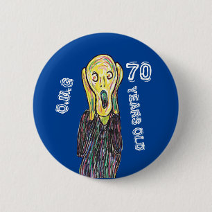 70th birthday artist painter 70 years button