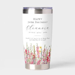 70th Birthday August Birth Flower Custom Gift Insulated Tumbler