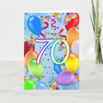 70th Birthday - Balloon Birthday Card - Happy Birt | Zazzle