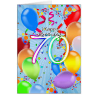 70th Birthday - Balloon Birthday Card - Happy Birt