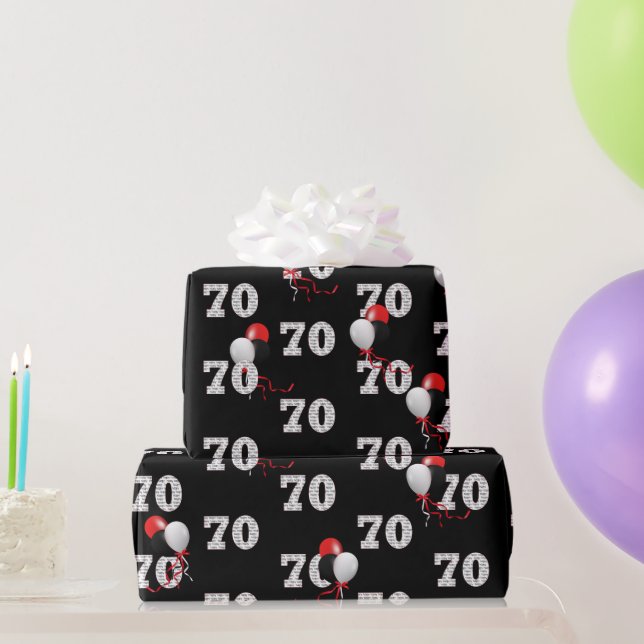 70th Birthday Balloon Bouquet Wrapping Paper (Party Gifts)