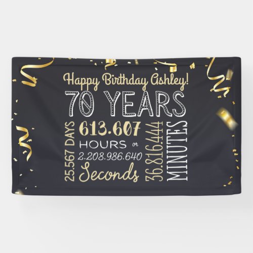 70th Birthday Banner _ 70 Years in Hours  Seconds