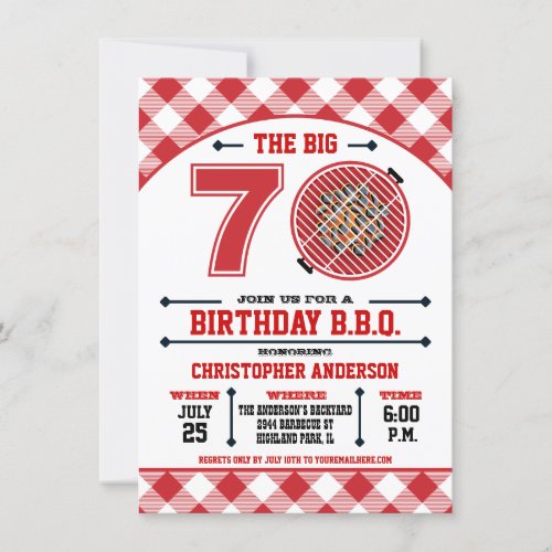 70th Birthday Barbecue Invitation