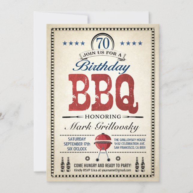 70th Birthday BBQ Invitations (Front)