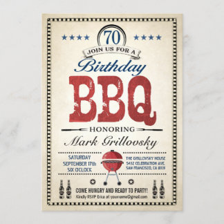 70th Birthday BBQ Invitations