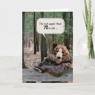 70th Birthday Bear In a Forest Card