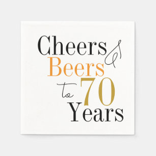 70th Birthday Beers and Cheers Minimal Party Napkins