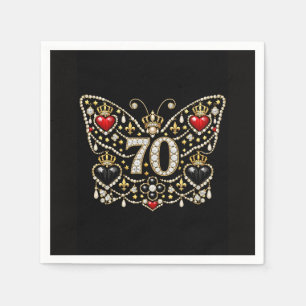 70th birthday bejewelled diamonds butterfly napkins