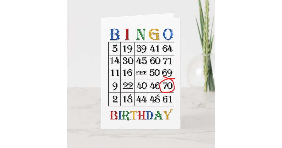 70th Birthday Bingo card | Zazzle