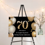 70th Birthday Black and Gold Balloons Welcome Sign<br><div class="desc">70th Birthday Black and Gold Balloons Welcome Sign. For further customization,  please click the "Customize it" button and use our design tool to modify this template.</div>