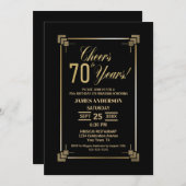 70th Birthday Black and Gold Party Invitation | Zazzle