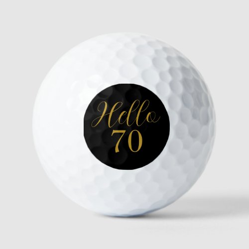 70th Birthday Black Gold Birthday Golf Balls