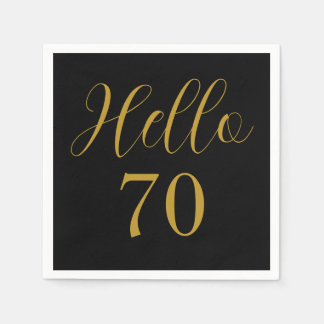 70th Birthday Black Gold Birthday Party Napkins