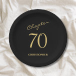 70th Birthday Black Gold Chapter 70 Paper Plates<br><div class="desc">Make your loved one's 70th birthday celebration elegant and memorable with our stunning Black and Gold paper plates from Zazzle. Discover how these customizable napkins can elevate your event and create unforgettable moments in our exclusive article.</div>