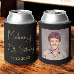 70th Birthday Black Gold Instagram Photo Can Cooler<br><div class="desc">Celebrate 70 incredible years with this 70th Birthday Black and Gold Instagram Photo Can Cooler! Featuring a sleek black and gold design, this customizable can cooler allows you to showcase your favorite Instagram-style photo, adding a personal and stylish touch to your celebration. Perfect for commemorating the big 7-0, it keeps...</div>