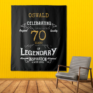 70th Birthday Black Gold Legendary Photo Backdrop