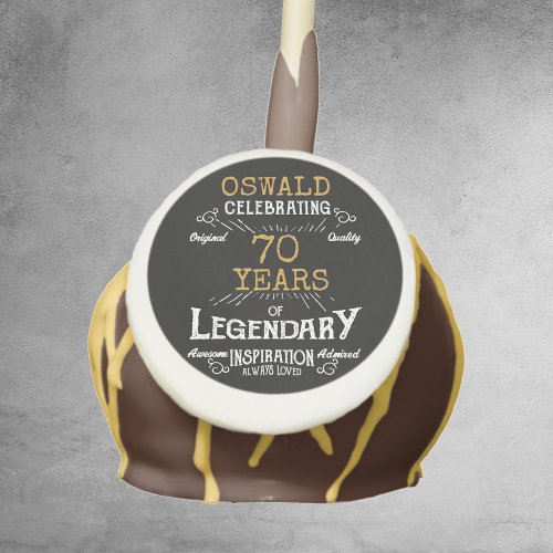 70th Birthday Black Gold  Legendary Retro Cake Pops