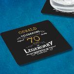 70th Birthday Black Gold  Legendary Retro Square Paper Coaster<br><div class="desc">A personalized elegant 70th birthday paper coaster that is easy to customize for that special 70th birthday party.</div>