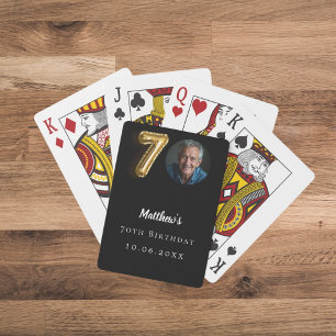 70th birthday black gold photo poker cards