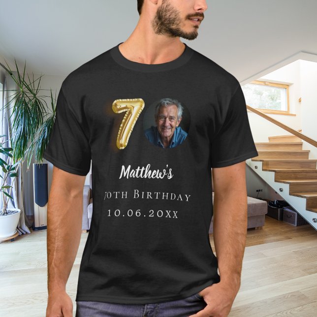 70th birthday black gold photo T-Shirt (Creator Uploaded)