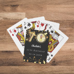 70th birthday black gold stars photo poker cards<br><div class="desc">Black background,  decorated with golden stars. Personalize and add a photo,  name,  age,  date. 

Make your 70th unforgettable—one detail at a time.</div>