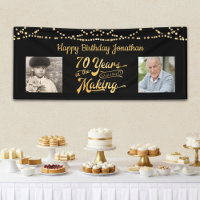 70th Birthday Black Gold String Lights Photos