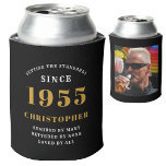 70th Birthday Black Gold With Photo<br><div class="desc">Personalized Birthday add your name and year can cooler with your photo on the rear. Edit the name and year with the template provided. A wonderful custom birthday party accessory. More gifts and party supplies available with the "setting standards" design in the store.</div>
