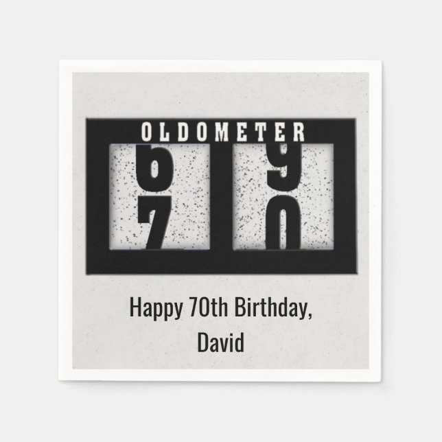 70th Birthday Black Odometer Napkins (Front)