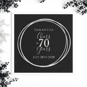 70th Birthday Black Silver Cheers 70 Years Party Napkins