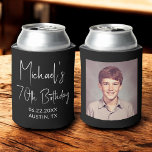 70th Birthday Black White Instagram Photo Can Cooler<br><div class="desc">Celebrate 70 amazing years with this 70th Birthday Black and White Instagram Photo Can Cooler! Designed with a sleek black and white aesthetic, this customizable can cooler features your favorite Instagram-style photo, adding a personal and stylish touch to the celebration. Perfect for milestone birthday parties, it keeps drinks cold while...</div>