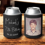 70th Birthday Black White Instagram Photo Can Cooler<br><div class="desc">Celebrate 70 amazing years with this 70th Birthday Black and White Instagram Photo Can Cooler! Designed with a sleek black and white aesthetic, this customizable can cooler features your favorite Instagram-style photo, adding a personal and stylish touch to the celebration. Perfect for milestone birthday parties, it keeps drinks cold while...</div>