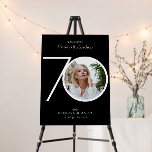 70th Birthday Black White Minimalist Classy Photo Foam Board