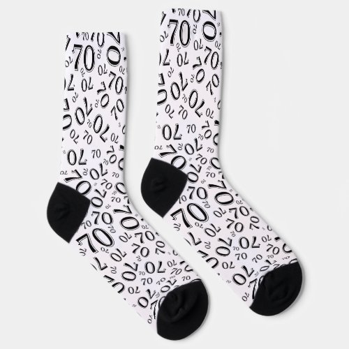 70th Birthday BlackWhite Random Number Pattern Socks