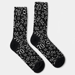 70th Birthday Black/White Random Number Pattern Socks