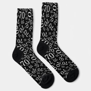 70th Birthday Black/white Random Number Pattern Socks by NancyTrippPhotoGifts at Zazzle