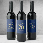 70th Birthday Blue Gold<br><div class="desc">Discover the perfect way to glam up your wine bottles for the upcoming 70th birthday celebration! Our Blue Gold Wine Labels seamlessly blend elegance and sophistication,  making them the ideal accessory for your party. Elevate your event to extraordinary heights with these customizable and eye-catching labels!</div>