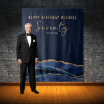 70th Birthday Blue Gold Agate Photo Backdrop<br><div class="desc">In today's world, no celebration is complete without a photo backdrop, especially a 70th birthday celebration. Make your loved one's day unforgettable by surprising them with a beautiful agate geode slice design backdrop with the message “Happy 70th Birthday”. You can even customize it with your own message, adding a touch...</div>
