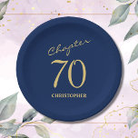 70th Birthday Blue Gold Chapter 70 Paper Plates<br><div class="desc">Make your loved one's 70th birthday celebration elegant and memorable with our stunning Blue Gold paper plates from Zazzle. Discover how these customizable paper plates can elevate your event and create unforgettable moments in our exclusive article.</div>