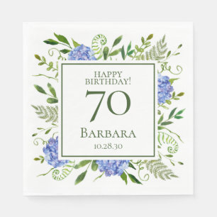70th Birthday Blue Hydrangeas Napkins
