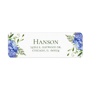 70th Birthday Blue Hydrangeas Return Address Label