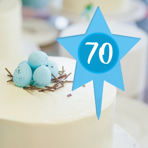 70th Birthday Blue Star Cake Topper